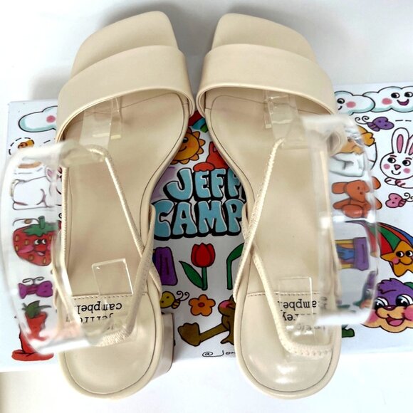 Jeffrey Campbell Adapt Sandals Slingback Cream Block Heel Sandals Size 6.5 - Picture 8 of 12